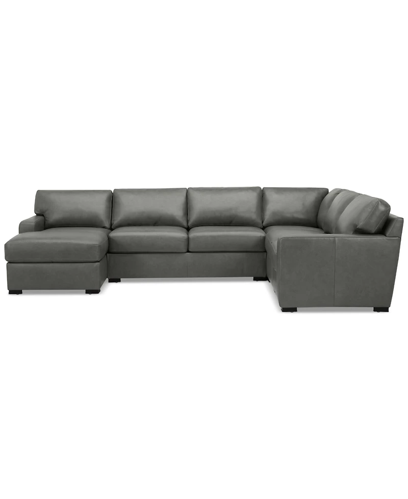 Radley 136" 5-Pc. Leather Square Corner Modular Chase Sectional, Created for Macy's