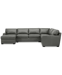 Radley 136" 5-Pc. Leather Square Corner Modular Chase Sectional, Created for Macy's