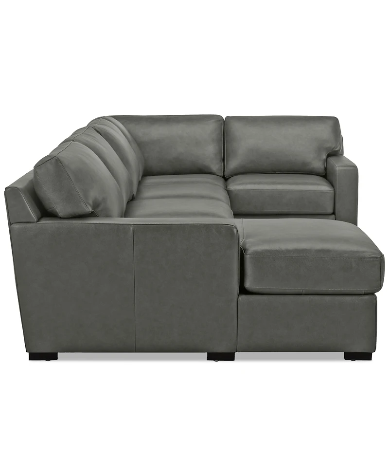 Radley 136" 4-Pc. Leather Square Corner Modular Chaise Sectional, Created for Macy's