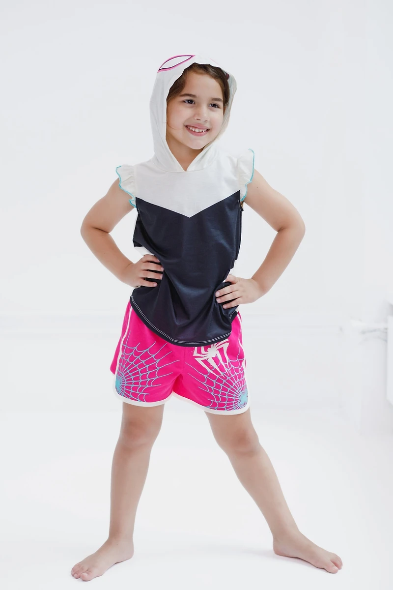 Spider-Man Toddler Girls Spiderman Spidey and His Amazing Friends Cosplay Tank Top Dolphin Active French Terry Shorts Outfit Set