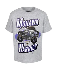 Monster Jam Boys Earth Shaker Zombie Grave Digger 4 Pack Graphic T-Shirts Red/Black/Yellow/Gray