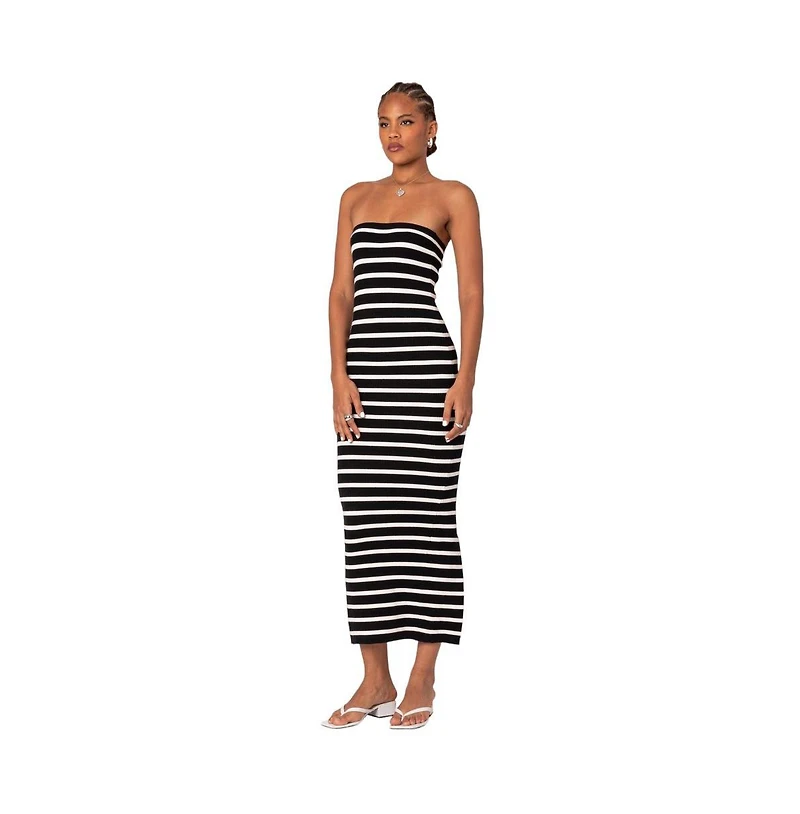 Edikted Women's Knit Back Slitted Maxi Dress