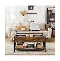 Lift-Top Industrial Coffee Table with Hidden Compartments for Small Spaces