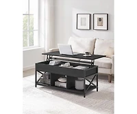 Lift-Top Industrial Coffee Table with Hidden Compartments for Small Spaces