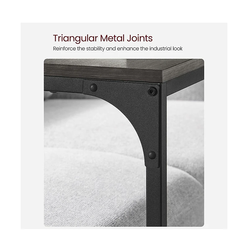 Industrial C-shaped Side Table With Metal Frame