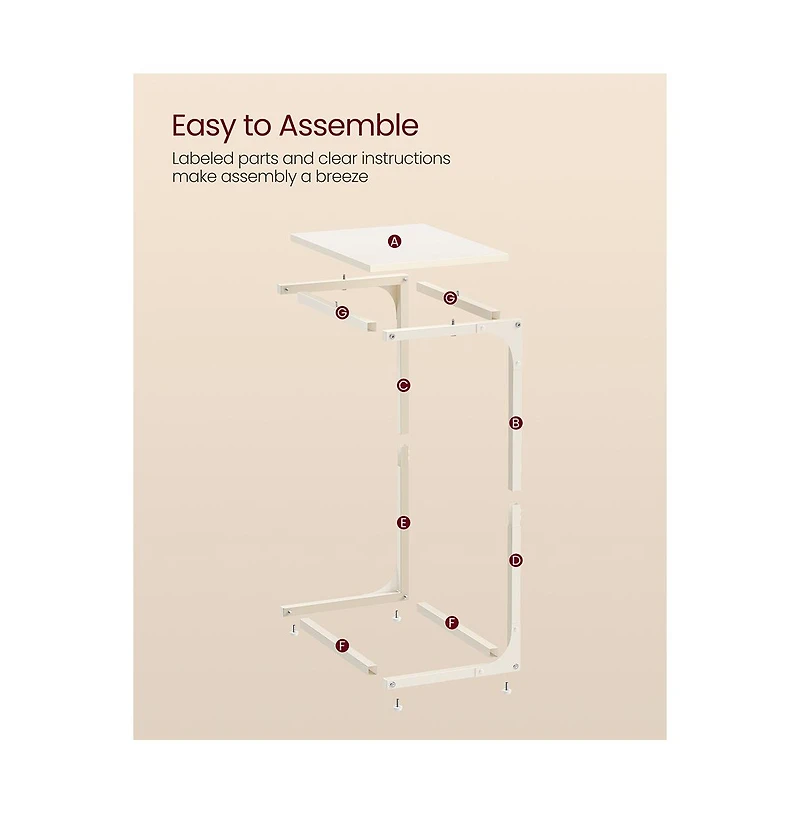 Industrial C-shaped Side Table With Metal Frame