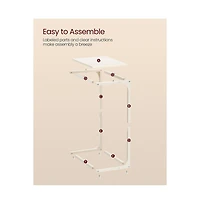 Industrial C-shaped Side Table With Metal Frame