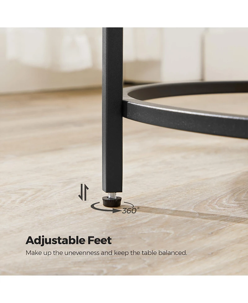 Slickblue Round Side Table, Glass End Table With Metal Frame, Small Coffee Accent