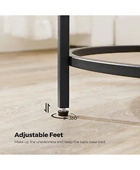 Slickblue Round Side Table, Glass End Table With Metal Frame, Small Coffee Accent