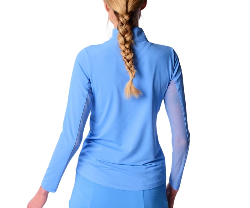 G Lifestyle Clothing Women's Long Sleeve Miock Neck Top Caribbean Turq. XLarge