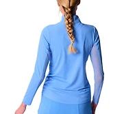 G Lifestyle Clothing Women's Long Sleeve Miock Neck Top Caribbean Turq. XLarge