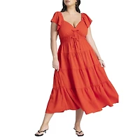 Eloquii Women's Plus Ruffled Tiered Maxi Dress