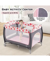 Costway Girls 3 in 1 Playard Portable Nursery Center w/ Zippered Door Mint