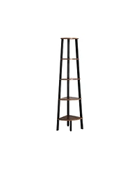 Slickblue Industrial Corner Shelf, 5-tier Bookshelf, Plant Stand, Wood Look Accent Furniture With Metal Frame