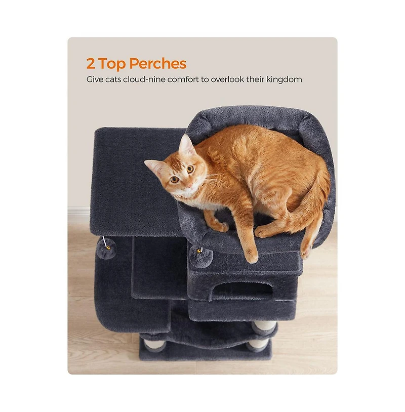 Slickblue Cat Tree, Tower, Condo With Scratching Posts, Hammock, Plush Perch, Activity Center