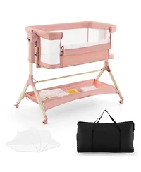 Height Adjustable Bedside Sleeper Baby Crib with Storage Bag