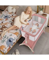 Height Adjustable Bedside Sleeper Baby Crib with Storage Bag