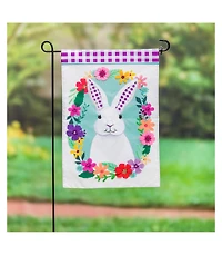 Evergreen Gingham Bunny Garden Applique Flag 12.5 x 18 Inches Indoor Outdoor Decor