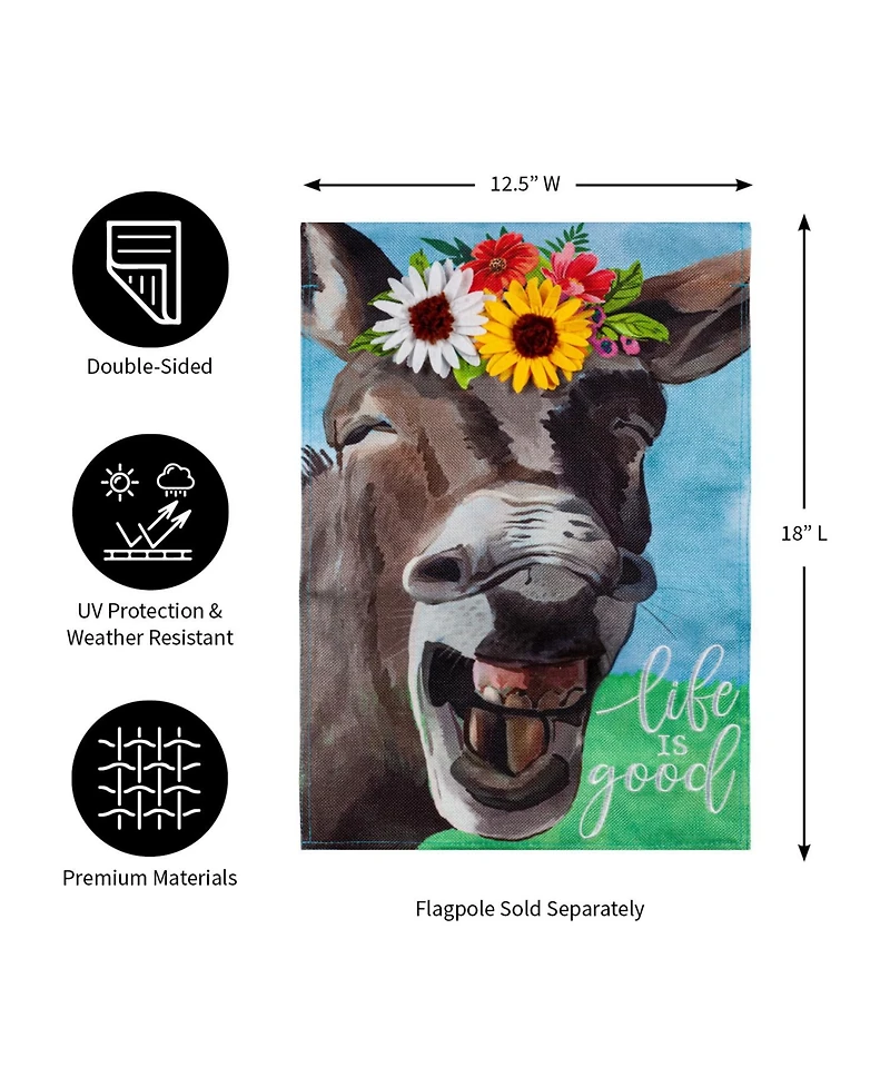 Evergreen Donkey Friend Garden Burlap Flag 12.5 x 18 Inches Indoor Outdoor Decor