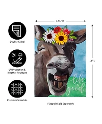 Evergreen Donkey Friend Garden Burlap Flag 12.5 x 18 Inches Indoor Outdoor Decor