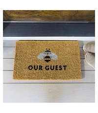 Evergreen Bee Our Guest Woven Back Indoor Outdoor Natural Coir Doormat 1'6"x2'6" Multicolored