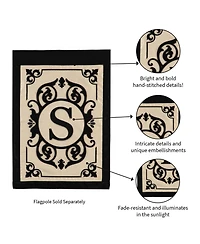 Evergreen Flag Cambridge Chic Letter S Monogram Applique Garden Flag - 12.5" Wide x 18" High