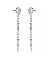 Ettika Polished Pebble Linear Crystal Chain Drop Earrings