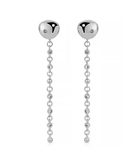Ettika Polished Pebble Linear Crystal Chain Drop Earrings