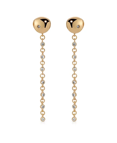 Ettika Polished Pebble Linear Crystal Chain Drop Earrings