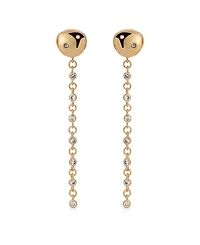 Ettika Polished Pebble Linear Crystal Chain Drop Earrings