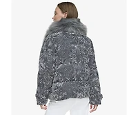 Andrew Marc Black Label Women's Charleroi Crushed Velvet Down Puffer