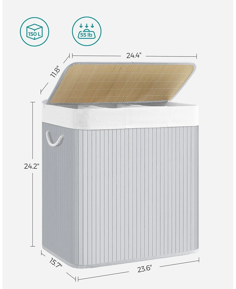 Slickblue 3-Section Laundry Hamper with Lid