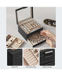 Slickblue Jewelry Box With Glass Lid, Multi-layer Organizer, For Big And Small