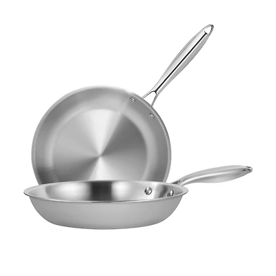 Sugift 9.5" and 11" Tri-Ply Stainless Steel 2 Piece Frying Pan Set