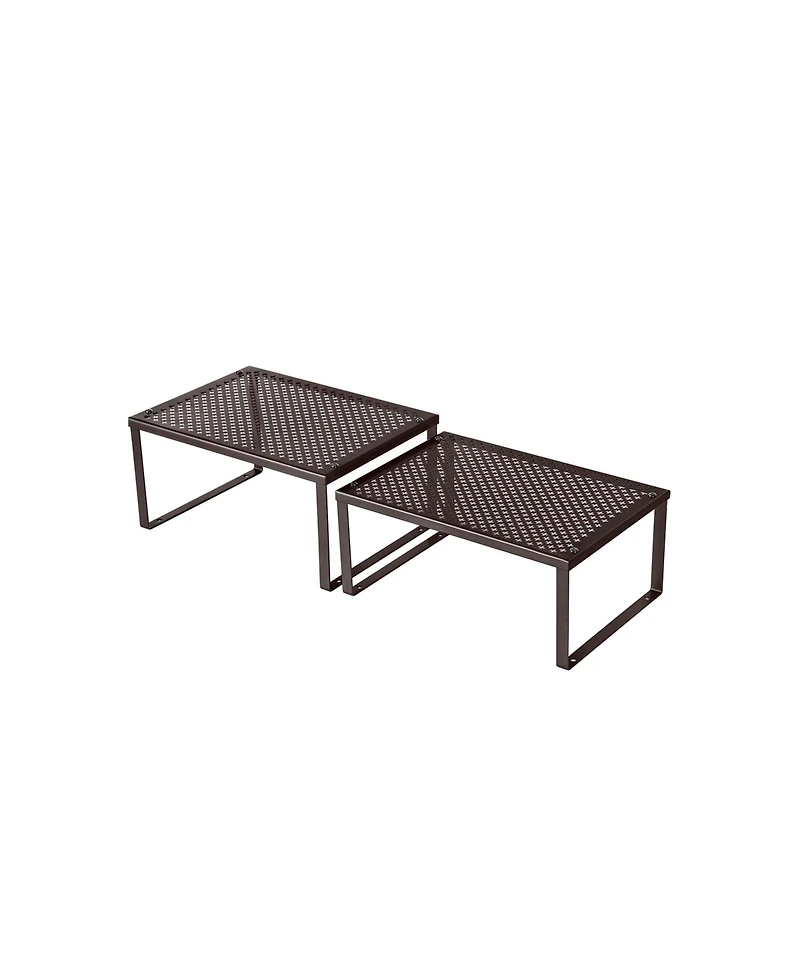 Slickblue Cabinet Shelf Organizer, Stackable, Expandable, Set of 2 Metal Kitchen Counter Shelves