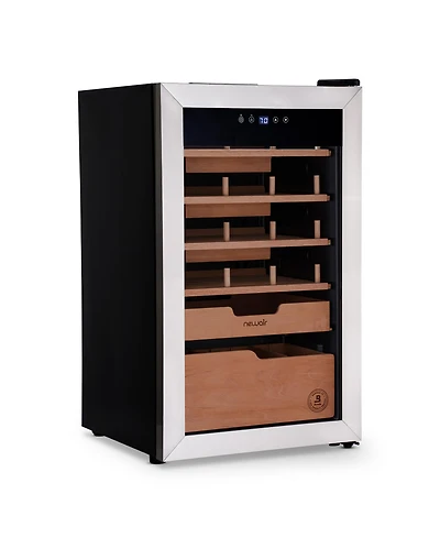 Newair x Boveda 500 Count Electric Humidor, Spanish Cedar Shelves with Temperature Control, Cigar Humidor Box with Built-In Boveda Humidity Control in