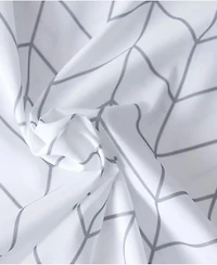 Kate Aurora Modern Simplicity Medium Weight Herringbone Gray & White Water Resistant Fabric Shower Curtain - 70 in. Long