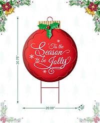 Glitzhome 32"H Large Metal Christmas Ornament Yard Stake or Wall Decor