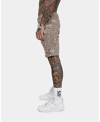 Saint Morta Men's Paisley Skulls Denim Shorts