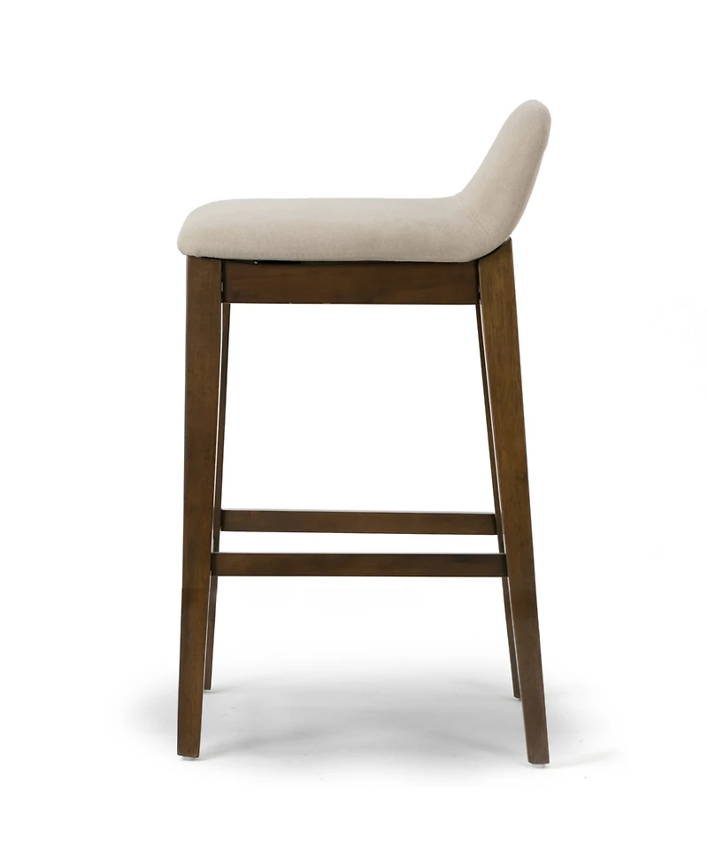 Glamour Home 28.9" Atia Rubberwood, Fabric Counter Height Stool, Set of 2