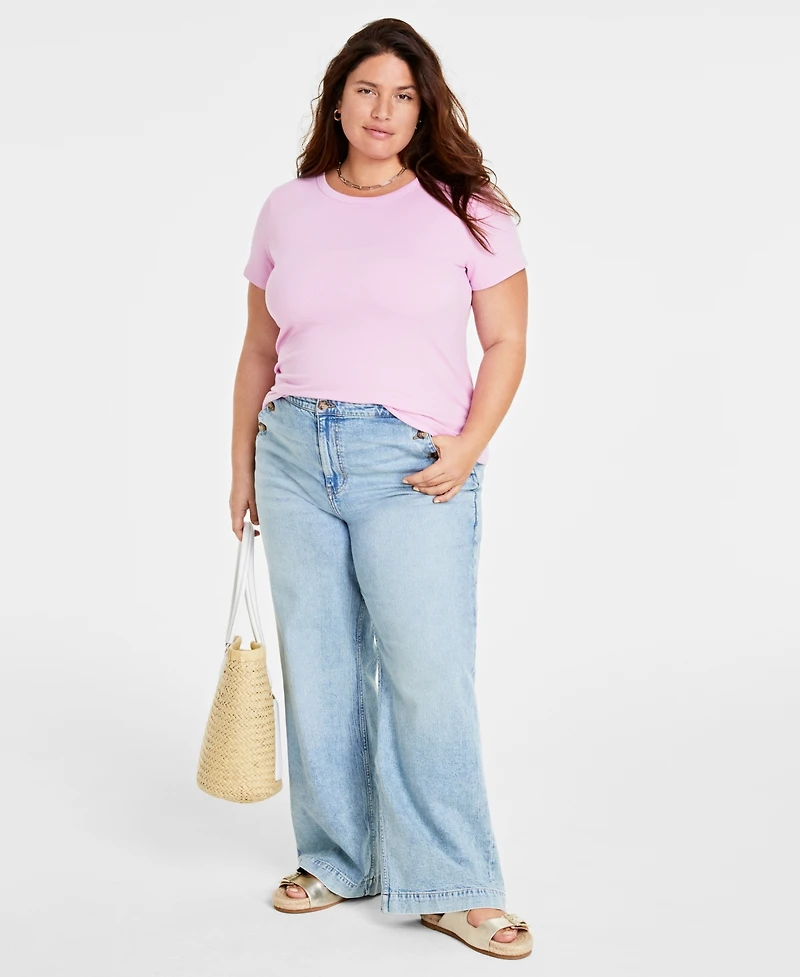 On 34th Women's Plus size Ribbed T-Shirt, Created for Macy's