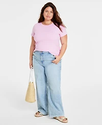 On 34th Women's Plus size Ribbed T-Shirt, Created for Macy's