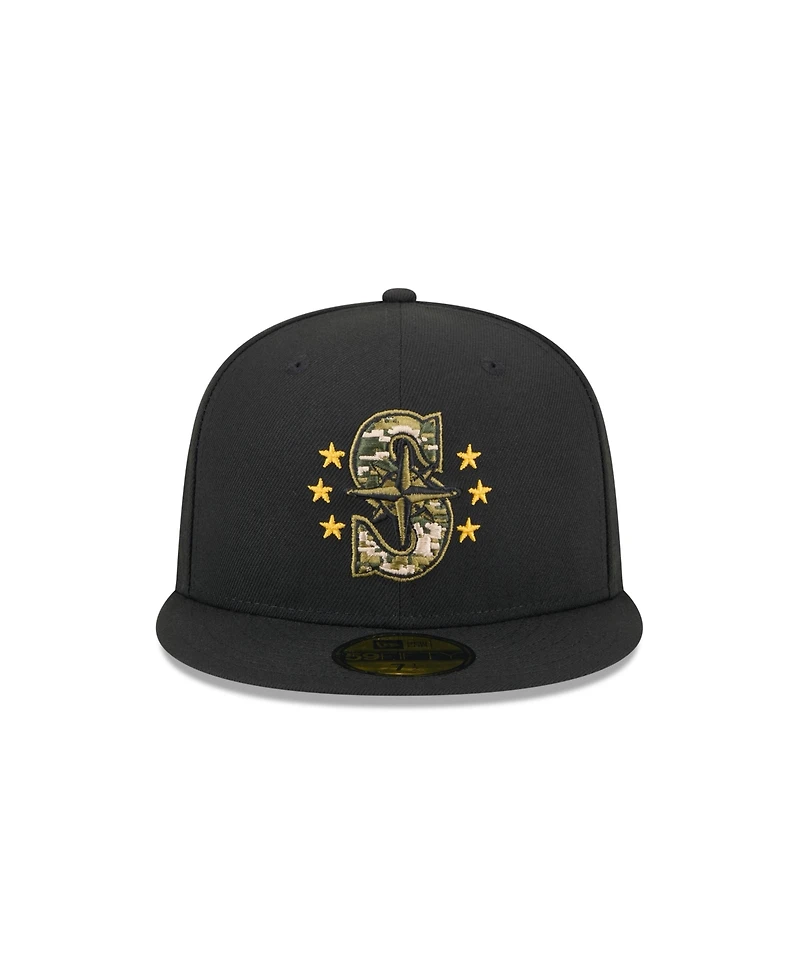 New Era Men's Black Seattle Mariners 2024 Armed Forces Day On-Field 59FIFTY Fitted Hat