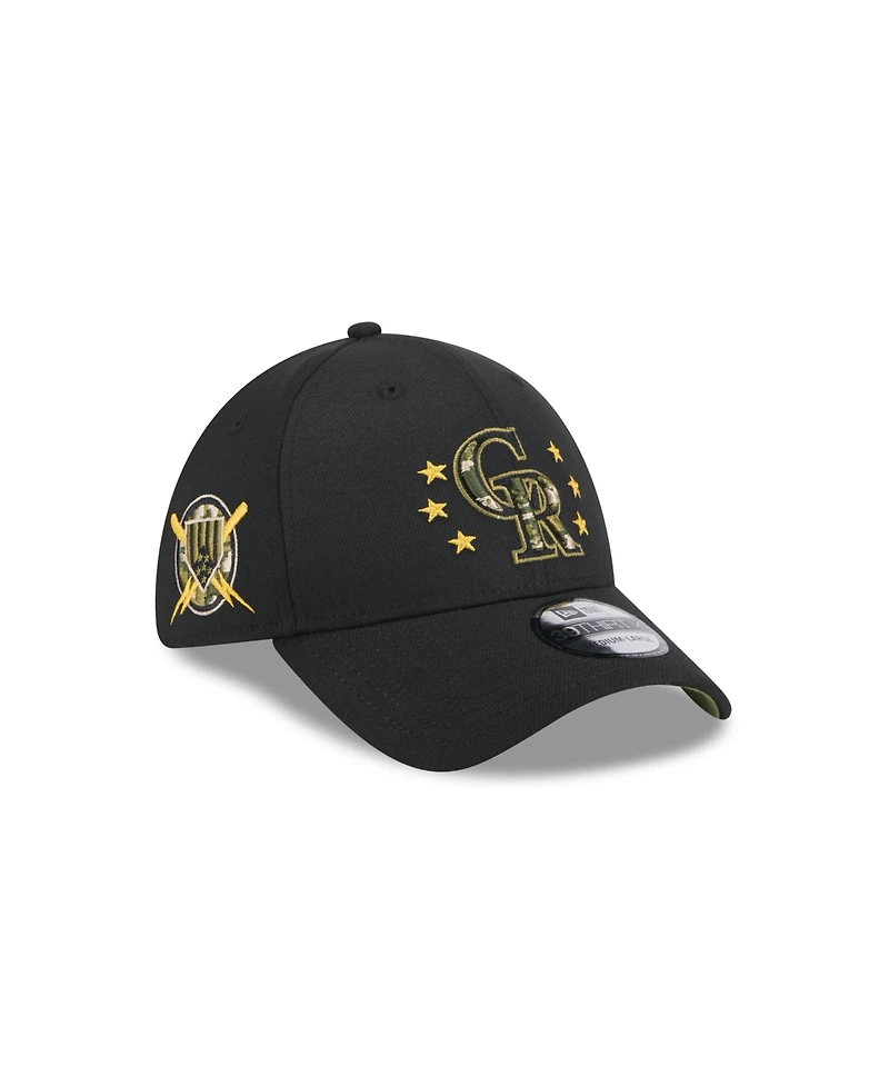 New Era Men's Black Colorado Rockies 2024 Armed Forces Day 39THIRTY Flex Hat