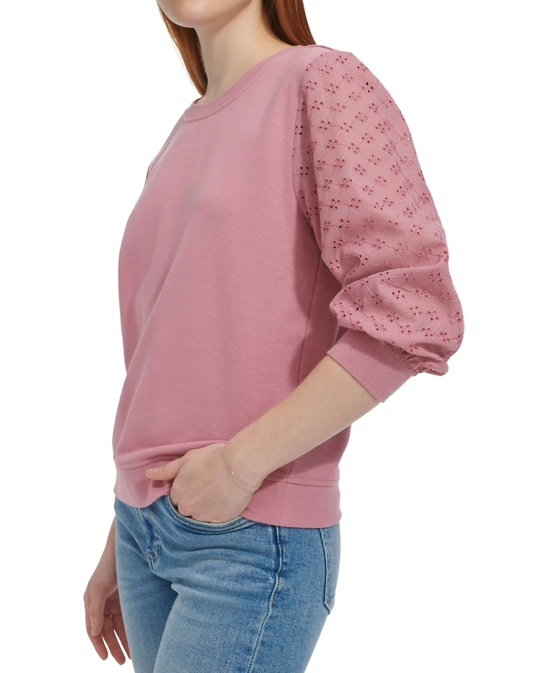 Andrew Marc Sport Women's Embroidered-Sleeve Top