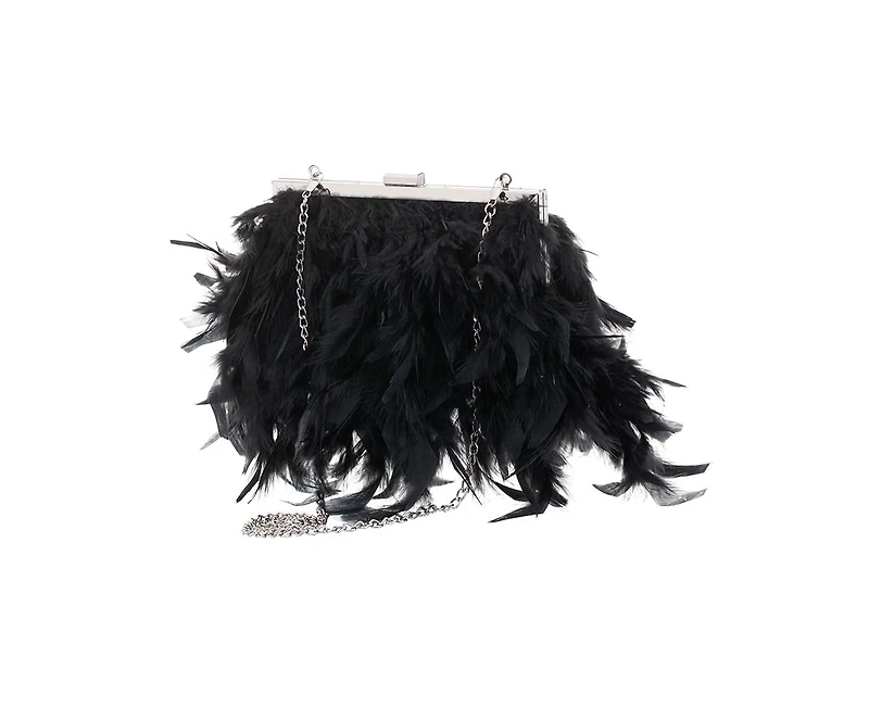 Nina All Over Feather Frame Clutch