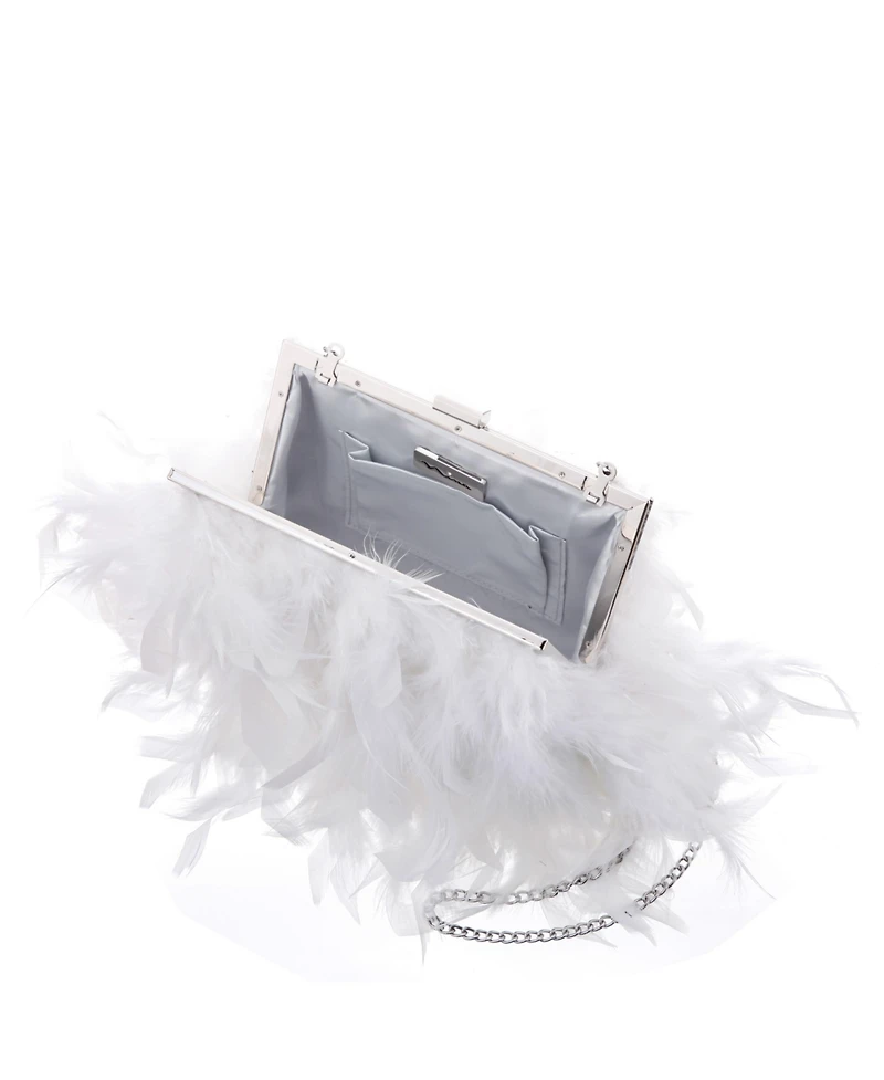 Nina All Over Feather Frame Clutch