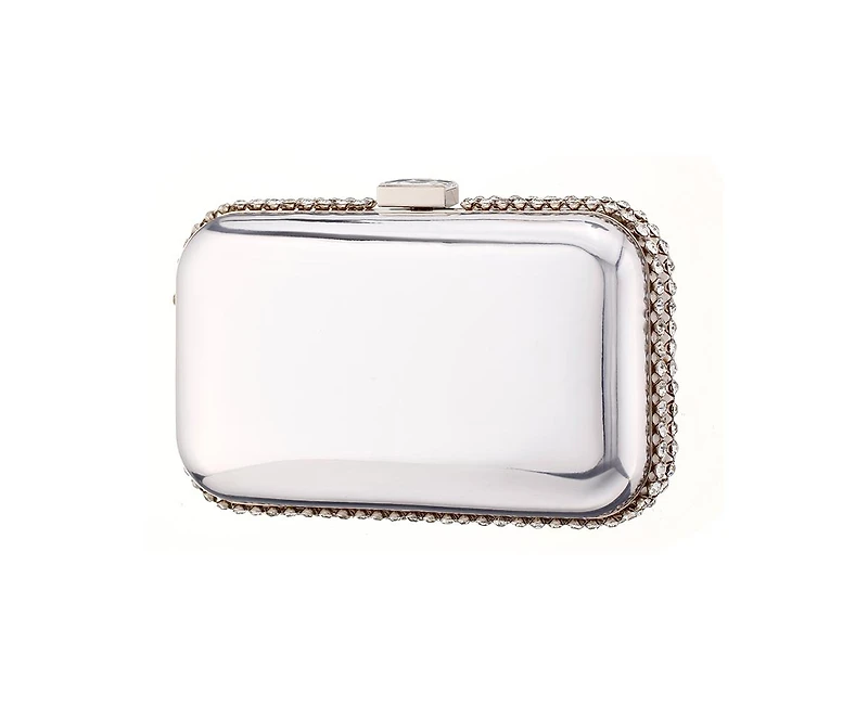 Nina Metallic Minaudiere with Cystal Adorned Edge
