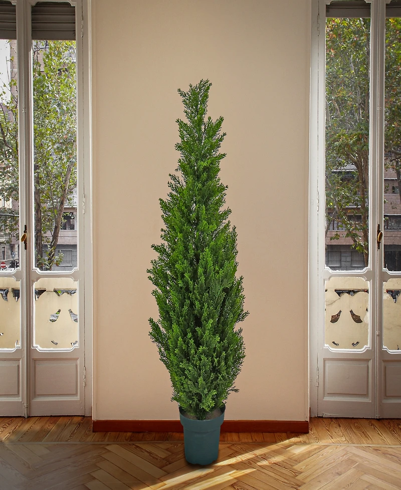National Tree Company 50 Cedar Tree in Dark Green Round Growers Pot