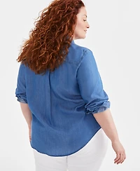 Style & Co Plus Chambray Shirt, Exclusively at Macy's